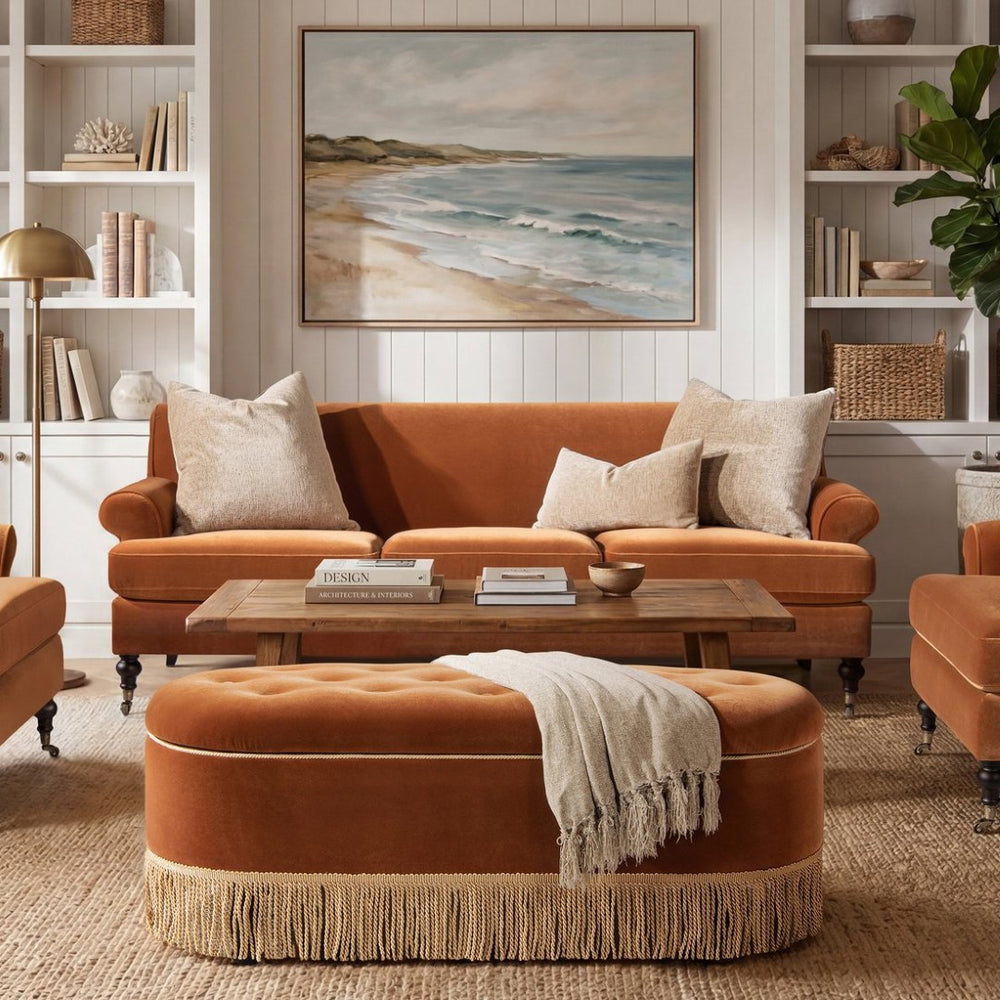 English Elm Alana Velvet Three Cushion Sofa Hardwood Frame Tight Back Living Room Seating B2719P479037