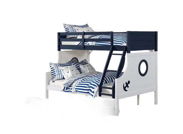 English Elm Twin Over Full Bunk Bed With Trundle - Modern Nautical Design, Safety Rails, And Space-Saving Solution B2741S00490-GIGA