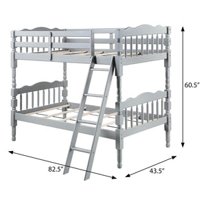English Elm Grey Twin Over Twin Bunk Bed - Space-Saving Design, Sturdy Pine Construction & Safe Access Features B062S00492