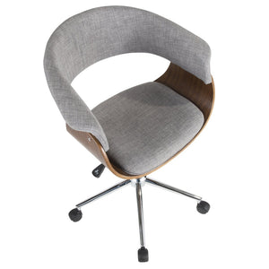 English Elm Task Chair with Chrome Five Star Base Grey Fabric Seat for Modern Home Office Use B202P474198