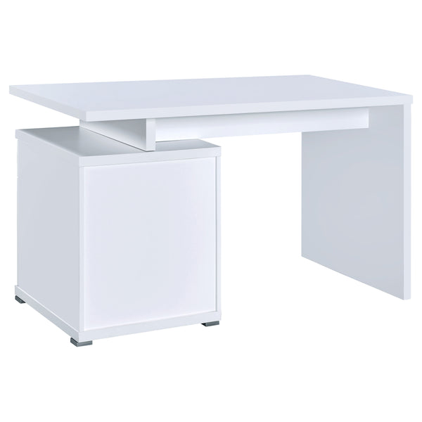 English Elm 1pc Contemporary Sleek Desk 47.25" Compact Home Office Table with Reversible Drawer and File Storage White 50.75 L x 26 W x 5.91 H B011P362560