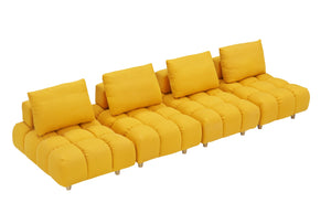 English Elm 120 Plush Teddy Sofa 120" Long Spacious 4-Seater with Solid Wood Frame, Spring Cushion Comfort Yellow W1658S00068
