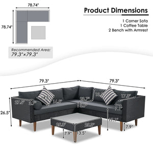 English Elm <old Sku Fg201221aae> Go L-shaped Wicker Patio Set Resort Style Outdoor Sectional with Coffee Table N704G201221E