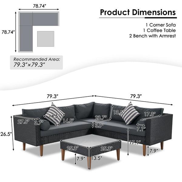 English Elm <old Sku Fg201221aae> Go L-shaped Wicker Patio Set Resort Style Outdoor Sectional with Coffee Table N704G201221E