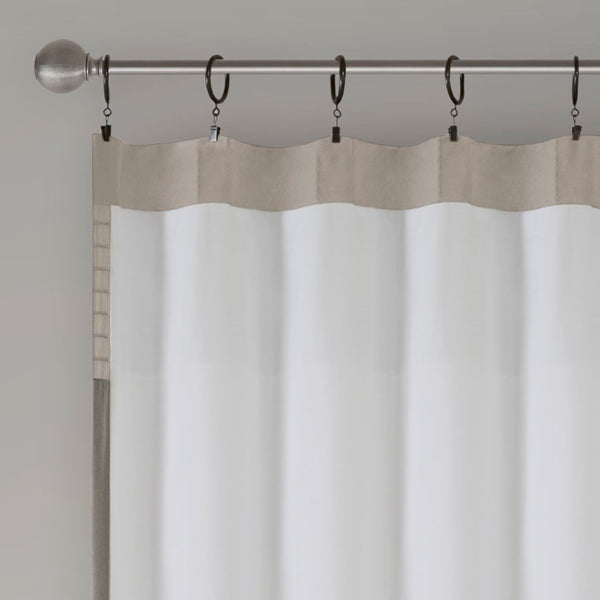 English Elm Polyoni Pintuck Curtain Panel - Modern Striped Design In Ivory, Taupe & Mocha, 50X84 Inches B03598064-GIGA