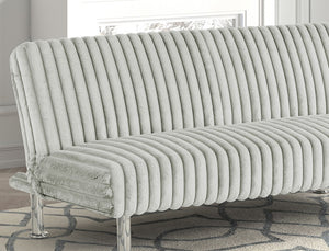 English Elm Contemporary Microfiber Futon Sofa Converts to Bed with Chrome Legs, Compact Space-Saving Design, Durable Upholstery Light Gray 67 L x 41 W x 9 H B2741P364369