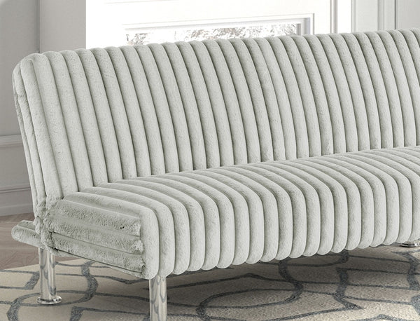 English Elm Contemporary Microfiber Futon Sofa Converts to Bed with Chrome Legs, Compact Space-Saving Design, Durable Upholstery Light Gray 67 L x 41 W x 9 H B2741P364369