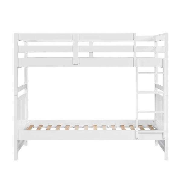 English Elm Bunk Bed Twin Over Solid Wood Frame with Guard Rails for Kids Shared Rooms White B011S02321