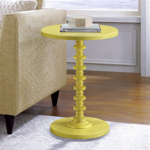 English Elm Salisa Turned Pedestal Yellow Side Table — Solid Wood Accent Table 22.5" High for Cozy Corners B062P185725