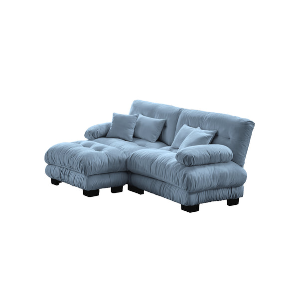 English Elm Cloud Couch Sectional Sofa - Luxurious Chenille 2-Seater With Pillows, Convertible Ottoman & More! W714S01080