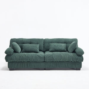 English Elm Cloud Modular Sectional Sofa Deep Seat Flannelette Upholstered Living Room Couch Green W2120S00019