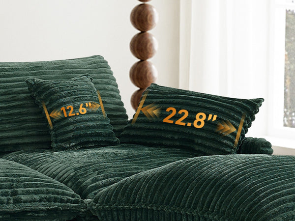 English Elm 145-inch U-shaped Sectional Sofa Seven Piece Woolen Set with Console and Memory Foam Green W2564S00043