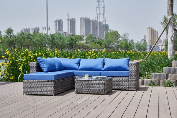 English Elm Patio Sofa With All-Weather Cushions For Stylish Outdoor Relaxation And Entertaining Spaces B205S00063-GIGA