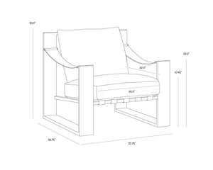 Sunpan Berke Lounge Chair - Modern Design With Soft Charcoal Leather Cushions And Bold Iron Frame Black Leather 112076