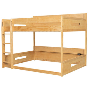 English Elm Queen Over Pine Bunk Bed with Built-in Shelves and Usb Charging Ports Wood N7090002238D