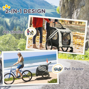 English Elm Aosom Convertible Pet Bike Trailer Stroller for Small Dogs Oxford Fabric Safe Ride W2225P229721