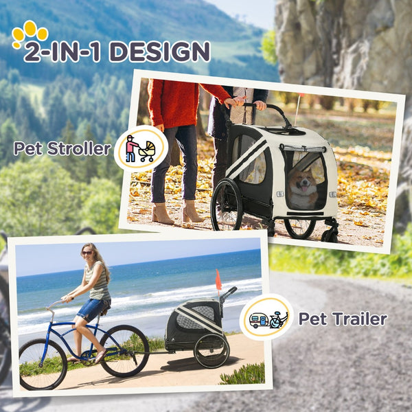 English Elm Aosom Convertible Pet Bike Trailer Stroller for Small Dogs Oxford Fabric Safe Ride W2225P229721