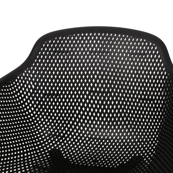 English Elm Christopher Knight Home® - LOTUS modern outdoor dining chair with weather-resistant polypropylene, perforated diamond pattern comfort and stability Black 23.5 L x 23.5 W x 22.5 H 69068.00BLK