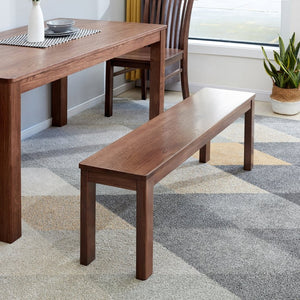 English Elm (1.2m) Solid Oak Dining Bench with Walnut Finish Metal Reinforced Seat Farmhouse Style W1283P434414