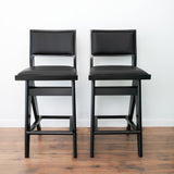 Ashcroft Furniture Keira Black PU Bar Stool (Set of 2) - Stylish Mid-Century Design for Your Home