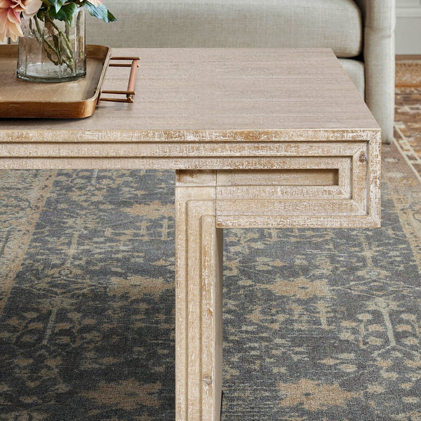 English Elm American Vintage Industrial Coffee Table with Reclaimed Wood Texture, Dual-Tier Staggered Shelves for Living Room Stylish Storage and Durable Matte Finish Antique Natural W1445P287874