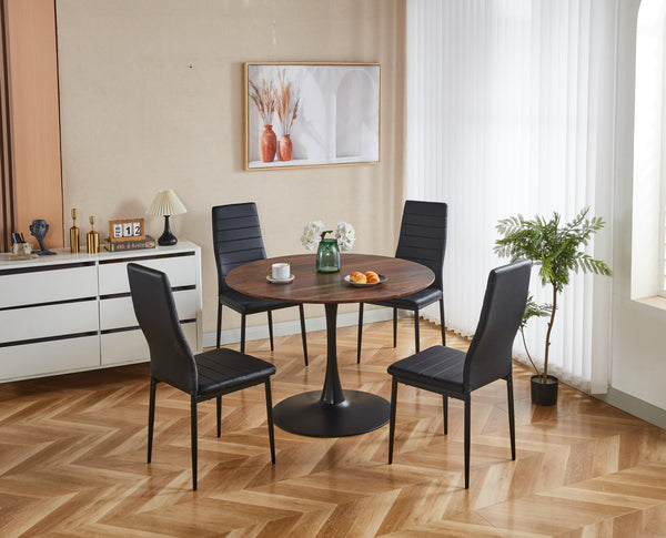 English Elm 42.1"WOOD Mid-Century Tulip Dining Table Walnut Top, 42.1" Round MDF Pedestal for 4-6 Guests W234P209758