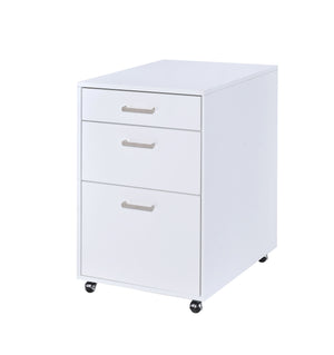 English Elm Coleen White High-Gloss 3-Drawer File Cabinet with Chrome Accents, Casters & Spacious Bottom Drawer B2726P277142