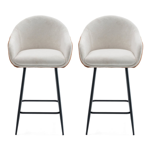 English Elm Christopher Knight Home® - 26.5'' Modern-Style Counter Height Bar Stools with Two-Tone Beige Brown Upholstery and Metal Legs, Cushioned Comfort for Kitchen Island and Home Bar (26.5" Seat) N780P225243B