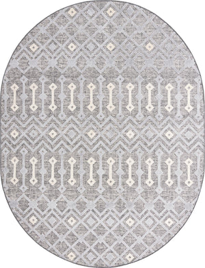 Unique Loom Arlo Lenny Machine Made Tribal Rug Gray, Ivory/Black 7' 10" x 10' 0"