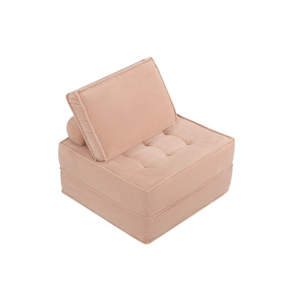 English Elm 33.4 Inch Modular Corduroy Lounge Chair with Spring Cushions for Compact Living Spaces Pink W3975P455221