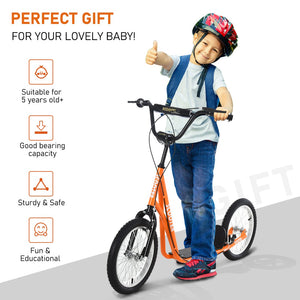 English Elm Aosom Youth Kick Scooter Steel Frame Inflatable Wheels Dual Brakes Adjustable Bar Orange W2225P217073