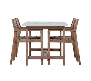 English Elm U_style Solid Acacia Wood Outdoor Dining Set Seats Four with Umbrella Hole Patio Light Brown,Light Gray WY000477AAD