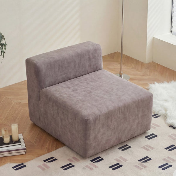 English Elm Cube Velvet Lounge Chair Dense Foam Compact Seat for Bedroom or Studio Apartment W3670P355790