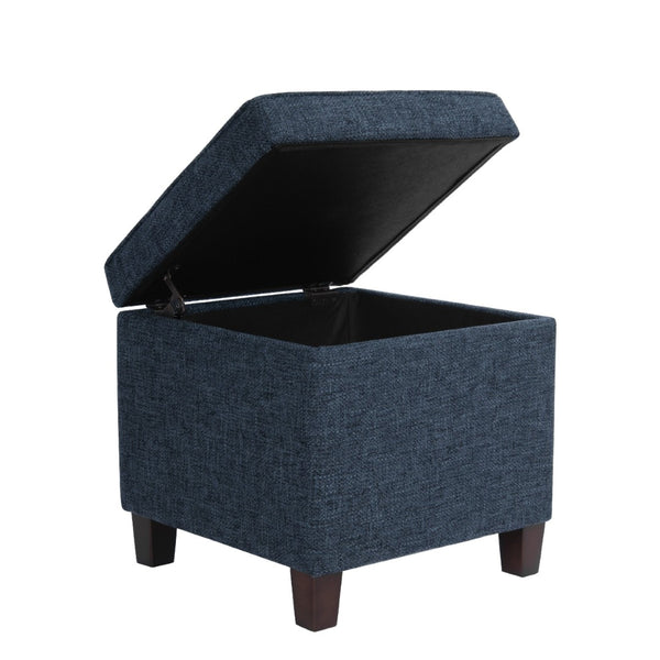 English Elm Soa Woven Fabric Cube Ottoman with Tray Lid and Hidden Storage for Living Rooms B056P416973