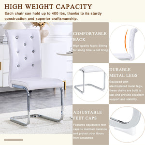 English Elm Set of 2 Glam Faux Alligator Pvc Dining Chairs with Crystal Buckle Bow Legs White W3875P371055