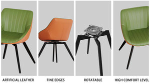 English Elm 31.5" Black Round Tulip Dining Table Set With 2 Ergonomic Leather Chairs - Modern Mid-Century Design W2189S00709