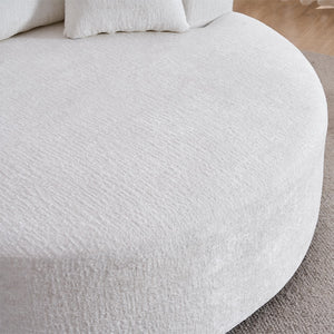 English Elm Round Swivel Barrel Chair Plush Chenille Upholstery Cozy Accent Seat for Any Room Beige W2915P338892