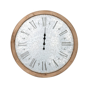 English Elm D32.3" Oversized Rustic Wall Clock with Fir Frame, Galvanized Numerals, Black Steel Hands, Vintage Charm W2078P293128