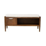 INK+IVY Arcadia Mid-Century Accent Bench with Storage and Upholstered Cushion II105-0546 Walnut Brown