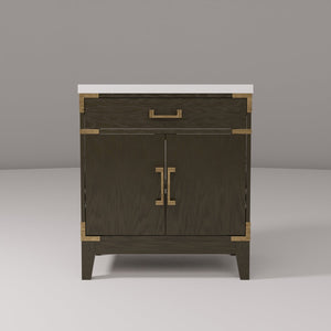 English Elm Brown Oak Single Bath Vanity 30" W X 22" D With Cultured Marble Top & Soft-Close Storage Solutions B2731P259750