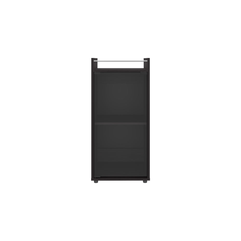 English Elm Theba Modern Minibar Cabinet with 2 Doors & Open Shelf, Compact Black MDF Storage for Small Spaces B070P337131