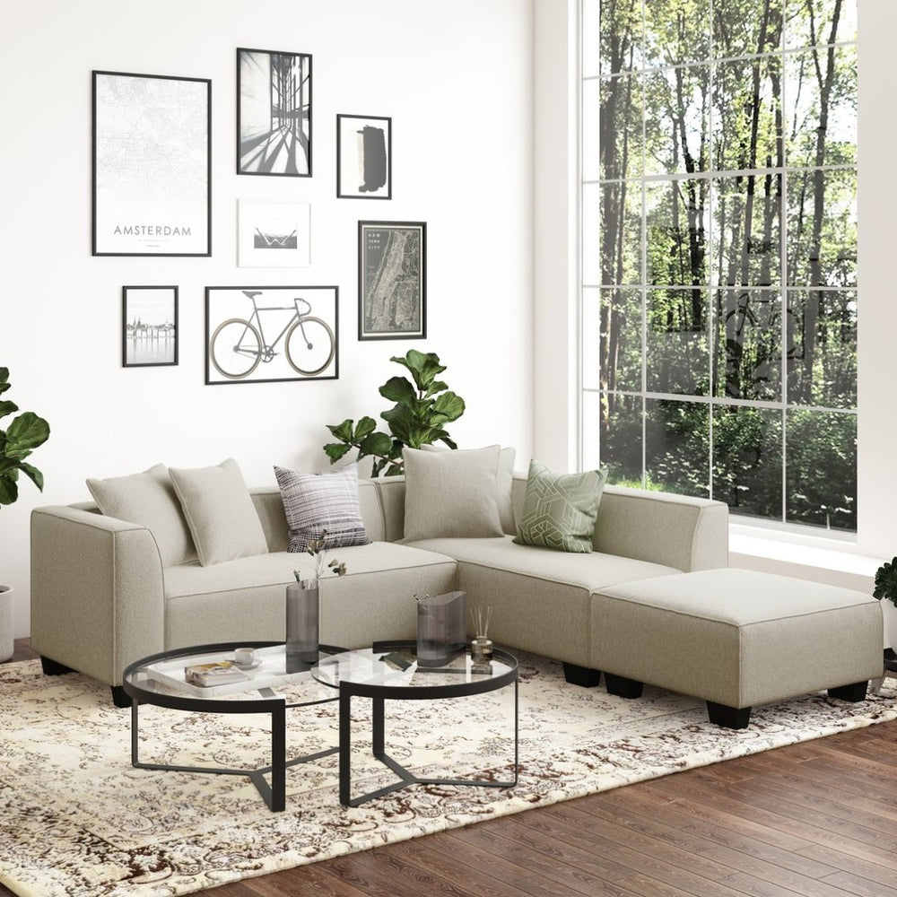 English Elm Marston Corduroy L-shape Sectional Sofa Deep Seating Six Seat Modern Living Room Gray B127S00001