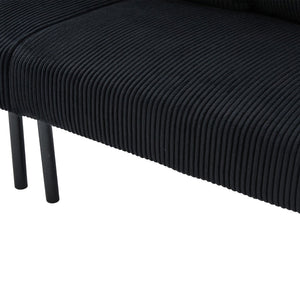 English Elm United We Win Corduroy Loveseat Plush Ergonomic Sofa with Spring Support Metal Legs Black W1568P410053