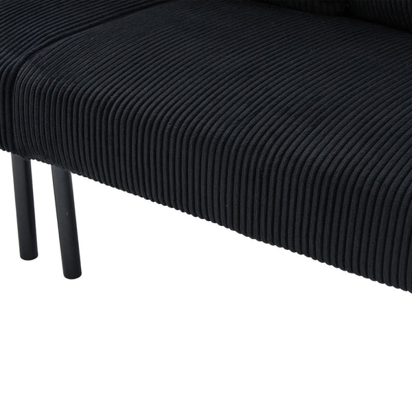 English Elm United We Win Corduroy Loveseat Plush Ergonomic Sofa with Spring Support Metal Legs Black W1568P410053