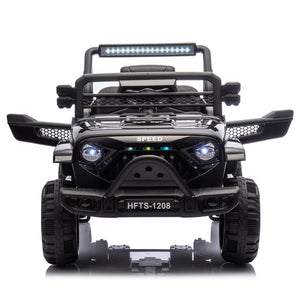 English Elm 12v Kids Electric Ride on Truck with Parental Remote Four Wheel Suspension and Led Lights Black W1578P187459