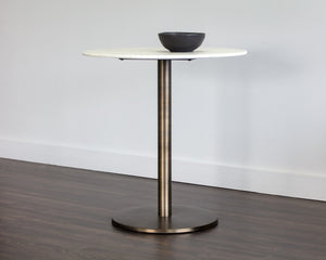 Sunpan Enco Counter Table - Art Deco Marble Top with Antique Gold Base, Perfect for Bars and Lounges Round - 35W x 35D x 37.5H