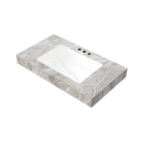 English Elm 36" Muri Sintered Stone Vanity Countertop with Undermount Ceramic Basin Three Faucet Holes W2615P430360