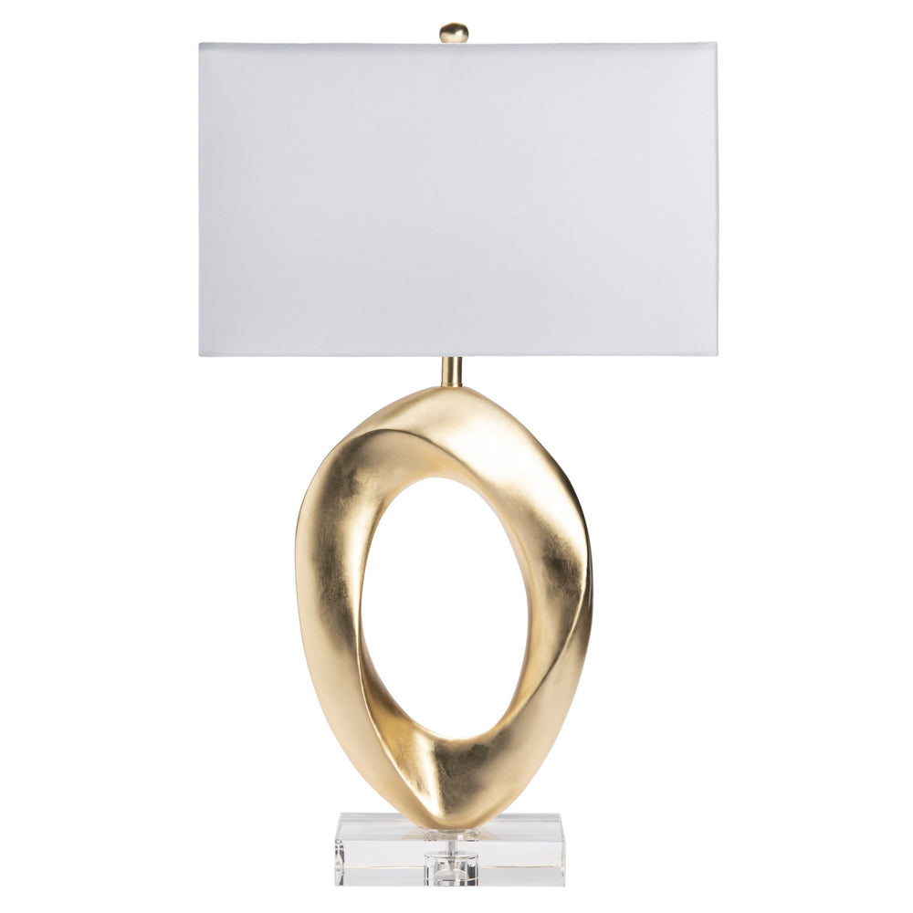 Crestview Collection 31" Apollo Gold Resin Table Lamp - Elegant Sculptural Design With White Shade & Crystal Base   Cvavp1646
