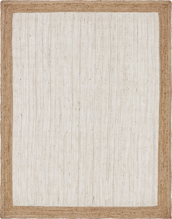 Unique Loom Braided Jute Goa Hand Braided Border Rug White, Natural 9' 0" x 12' 2"