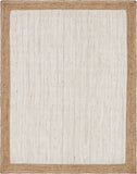 Unique Loom Braided Jute Goa Hand Braided Border Rug White, Natural 9' 0" x 12' 2"